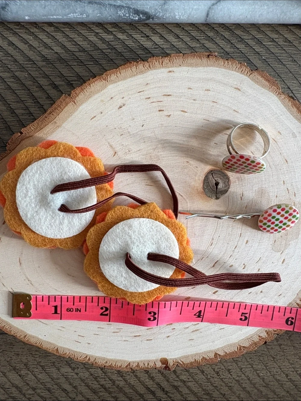 Orange Felt Flower Hair Ties - Unbranded